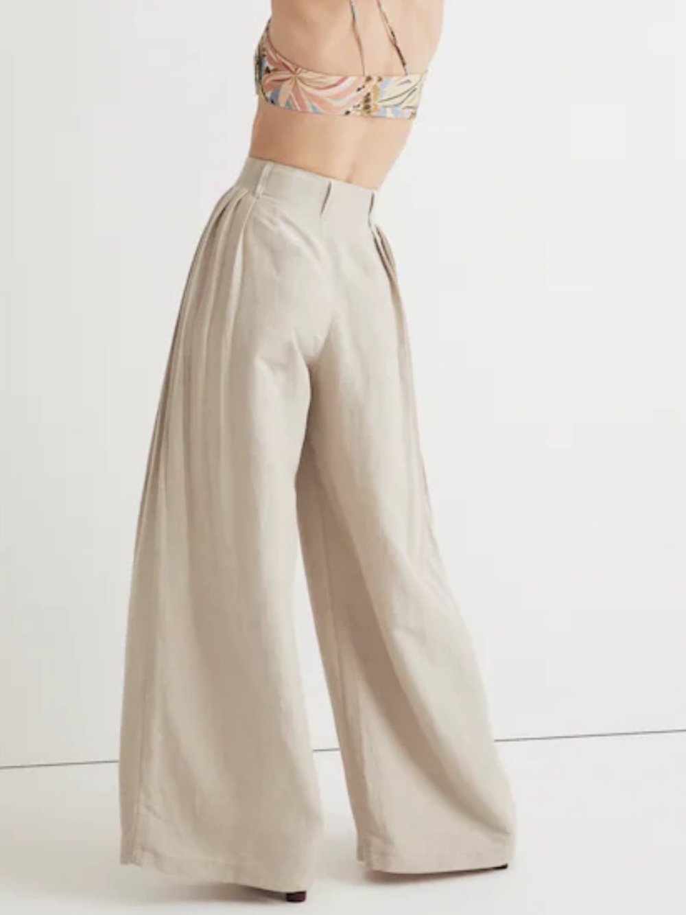 New Madewell Pleated Superwide-Leg Linen Blend Pants Size 2